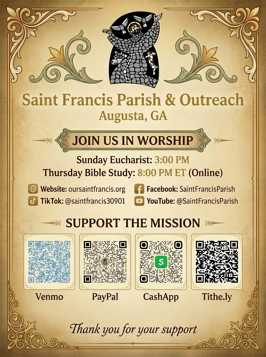 Image about our parish. Where you can watch mass and how you can support our parish.