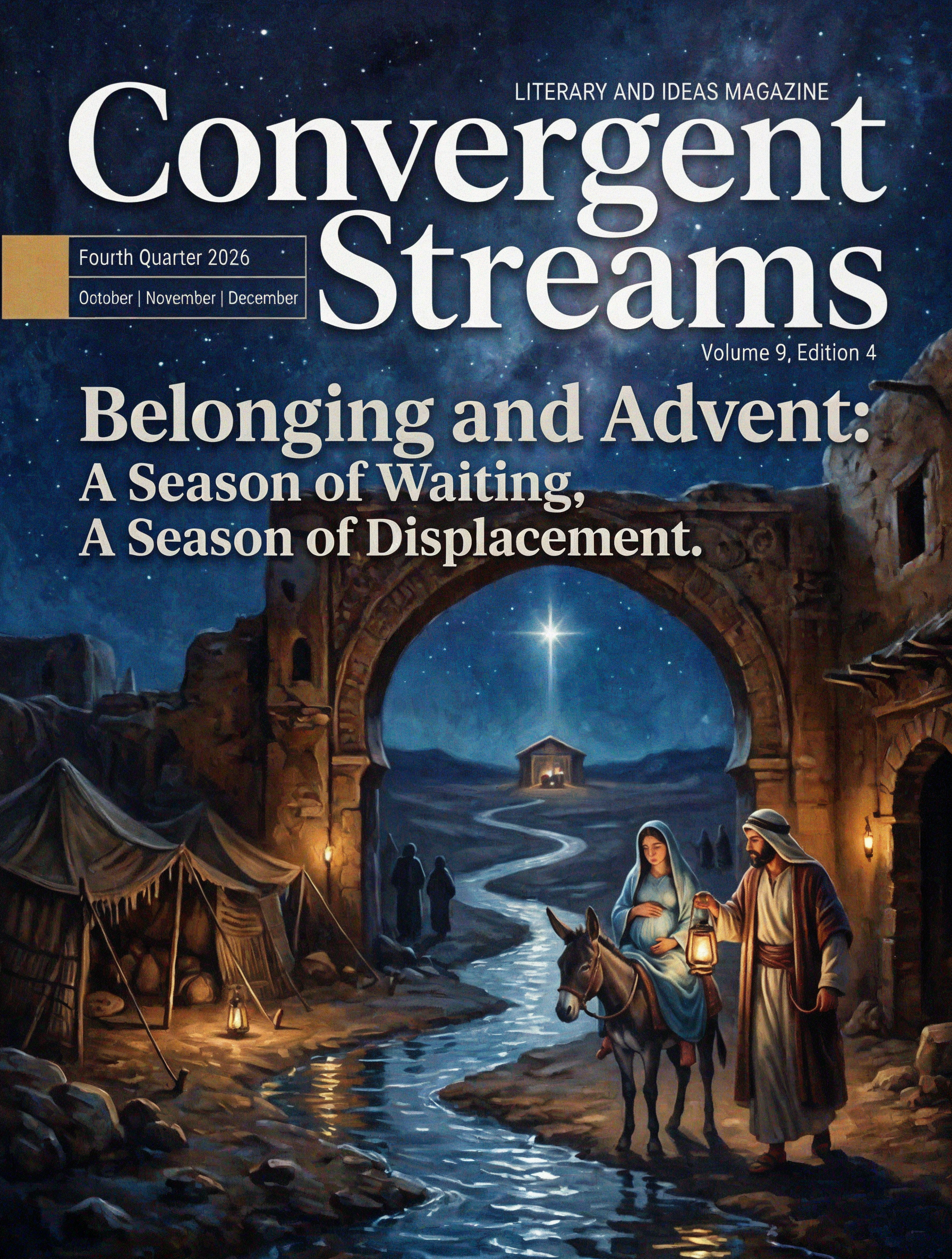 Belonging and Advent: A Season of Waiting, A Season of Displacement

The Fourth Quarter edition of Convergent Streams is now accepting submissions, and the theme carries forward the conversation we began this quarter on immigration and belonging.

Theme: Belonging and Advent

Advent has always been a season of waiting. But it is worth remembering that the Holy Family themselves knew displacement intimately. Mary and Joseph traveled while pregnant under census decree with nowhere to lay their heads. And soon after, the newborn Christ became a refugee, carried into Egypt to escape violence at home.

This Advent, we want to sit with that truth. What does it mean to wait in hope while displaced? What does it mean to find belonging in a manger, in exile, on the road? We are looking for reflections, essays, sermons, and pastoral stories that hold Advent and immigration together, not as separate themes, but as one continuous witness.

We welcome submissions from clergy, lay ministers, activists, and anyone moved to write on this theme.

Submission Deadline: September 11, 2026
Submit to: godseygreg@gmail.com
Edition goes to print: October 1, 2026

More info: https://convergentstreams.org

Pax et Bonum

#ConvergentStreams #OCCI #OldCatholic #Advent #Belonging #ImmigrationJustice #CallForSubmissions #HolyFamily #FaithAndJustice